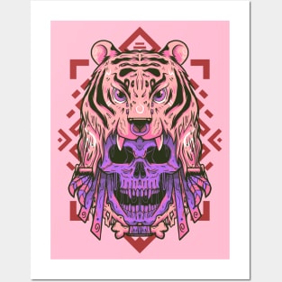 Tiger Head Skull Posters and Art